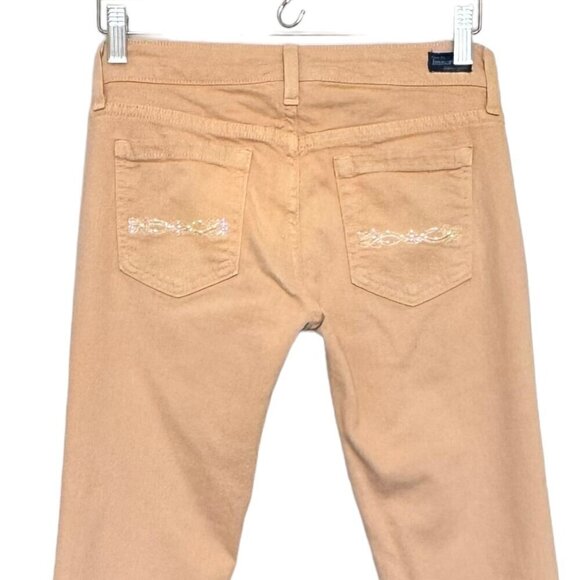Immortality By Diana Tabeshi Low Rise Jeans Sz.27 Tan 5 Pocket Straight Leg Y2K - Picture 4 of 14